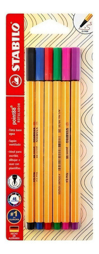 6 marcadores de desenho com caneta Stabilo Point 88 Fine Fineliner