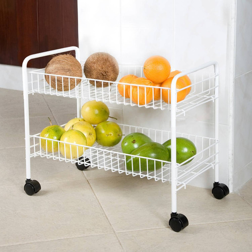 Organizador Fruver Con Ruedas Gris Carrito Verduras Frescas