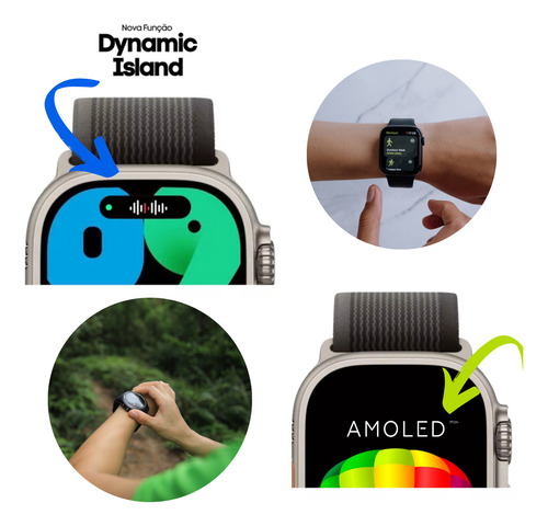 Smartwatch Watch Ultra Serie 10 Nfc Gps Amoled Pulseira Preto 2 pulseiras e película