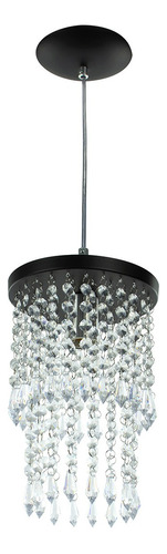 Lustre Pendente De Cristal Acrilico Spark Redondo Preto