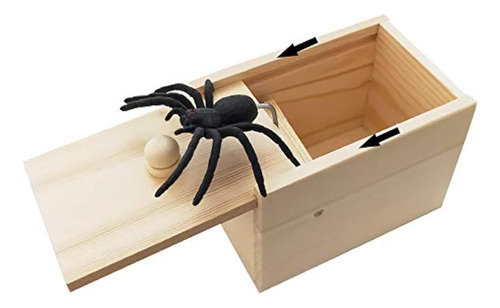 Rtudan Original Spider Scare Prank Box, Hilarious Wooden Sca