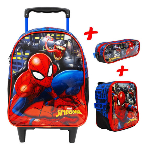 Kit Mochila Homem Aranha Venom X2 + Lancheira +estojo Xeryus