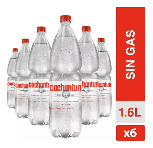 Agua Mineral Cachantun Sin Gas 1.6 Litros Pack 6 