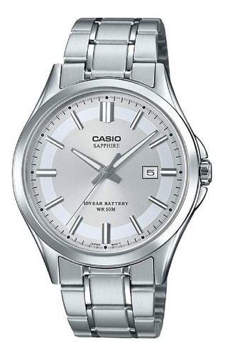 Reloj Casio Mts 100d Acero Cristal Zafiro Sumergible 50m Color de la correa Plateado