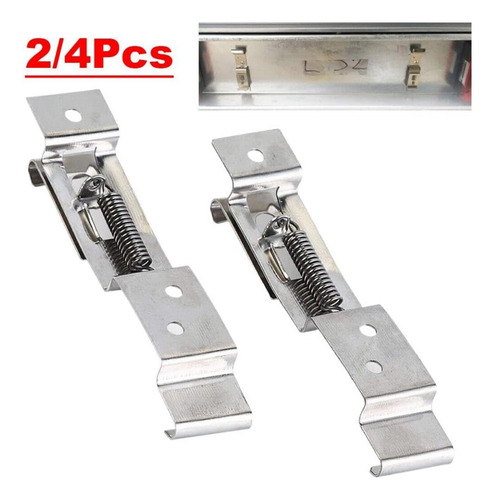2 Soportes Rectangulares De Acero Inoxidable Con Resorte Par