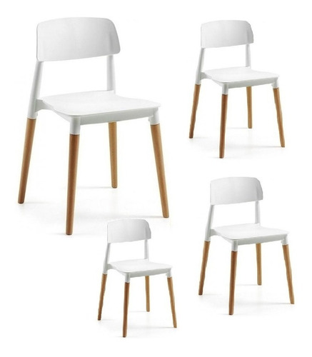 Pack 4 Sillas Comedor Milan Apilable Nordica Moderna Cuotas