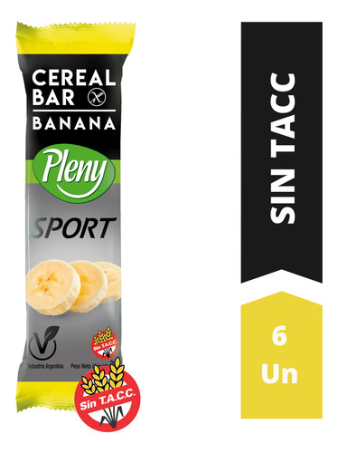 Barras De Cereal Pleny Sport Banana X 6 U. - Sin Tacc 