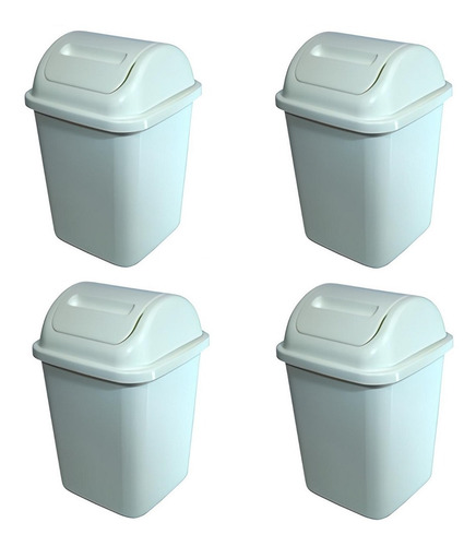 Imagen 1 de 6 de Pack 4 Basureros Plásticos De 10 Litros Basurero Para Baño