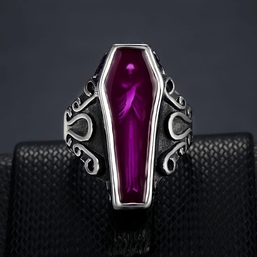 Anillo En Acero Quirúrgico Modelo Ataúd Anillos Regalo Dark