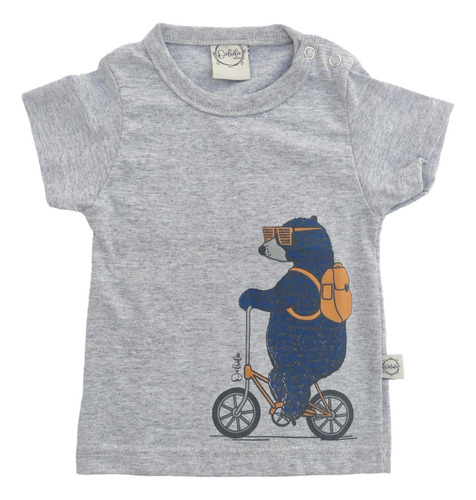 Remera Algodon Bebe Osito En Bici