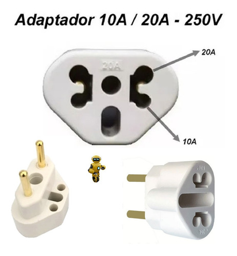 Imagem 3 de 4 de Adaptador Bob Love Tomada Universal 10a/20a Para 2 E 3 Pinos