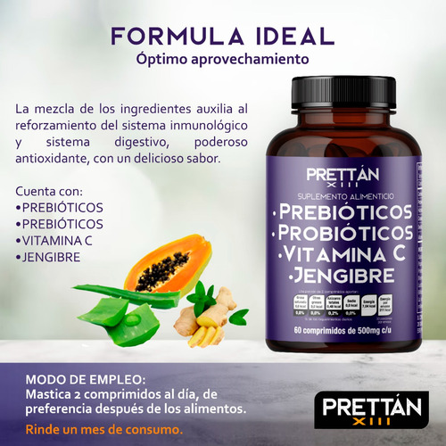 Prebioticos Probioticos Suplemento En Cápsulas 600mg Prettan