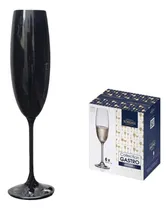 Comprar 6 Copas Champagne Negra Cristal Bohemia Checa Copon Regalo