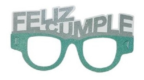 Anteojos Lentes De Papel Feliz Cumple Glitter Uv X 6 Uni