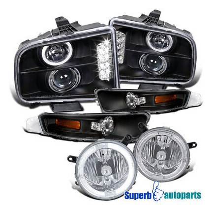 Fit 2005-2009 Mustang Projector Headlight Led Strip + Bu Aai