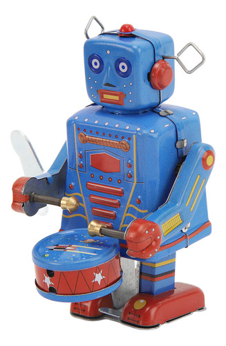 Robot De Juguete Clockwork Drumming, Tambor Retro De Hojalat