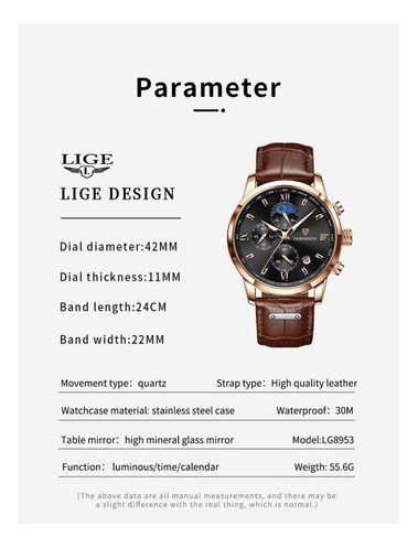 . . Reloj Original De Moda For Hombre Con Correa De Cuero