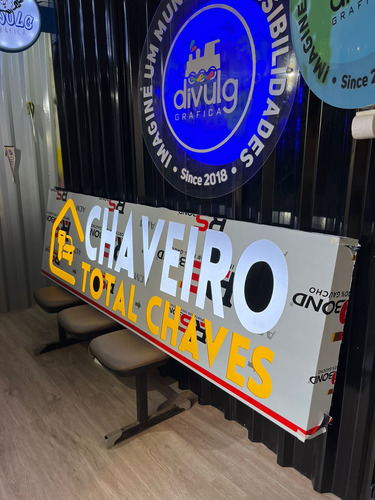 Placa Fachada Acm Luminosa Led Logo Comercio Externo Vazado