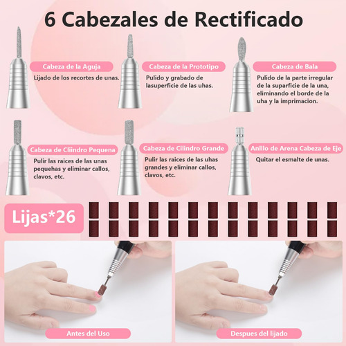Drill Para Uñas, Torno Eléctrico Para Uñas De 35000 Rpm,