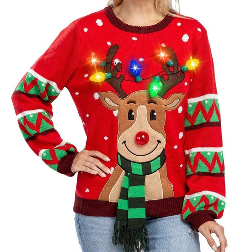 Suéter De Navidad Con Luces Led Para Hombres Y Mujeres