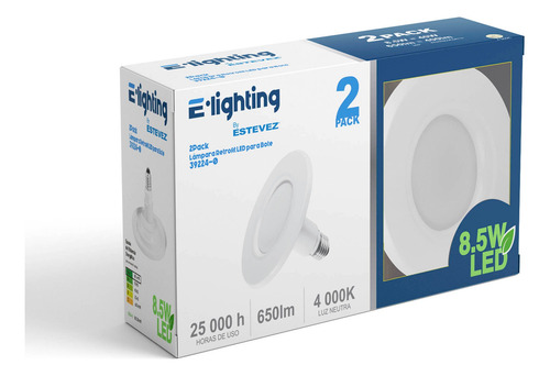 12 Focos Led Smd De Aluminio Estevez E26 8.5w Blanco