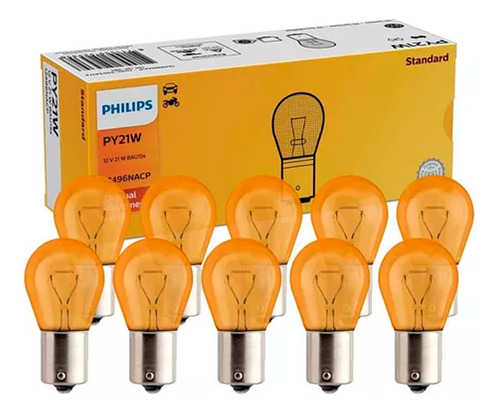 Kit 10 Lâmpada Amarela Py21w 12v Original Philips