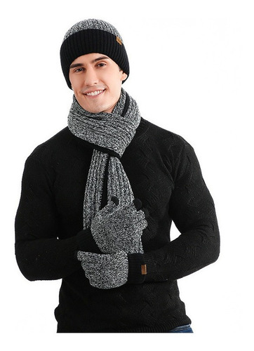 Rayado Gorro Bufanda Cuello Guantes Pantalla Táctil Unisex