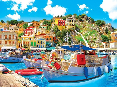 Puzzle 1000 Piezas isla Symi De Grecia Con Barcos 8700ad