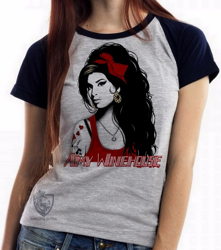 Blusa Baby Look Feminina Amy Winehouse Vermelho Rock