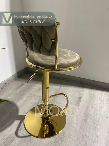 Taburete Felpa Queen Base Tulip Dorada Y Altura Ajustable