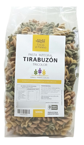 Pasta Integral Tirabuzón Fincas El Paraíso 4x500 Gr Tricolor