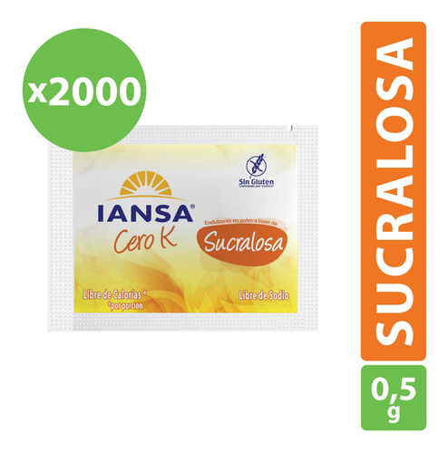 2000 Unidades Endulzante Sucralosa En Sachet Iansa Cero K