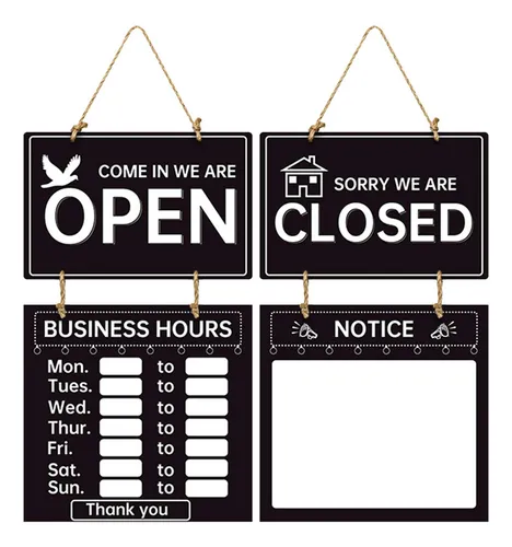 Y Cartel Comercial De Open Y Closed De 56x24.8 Cm Para