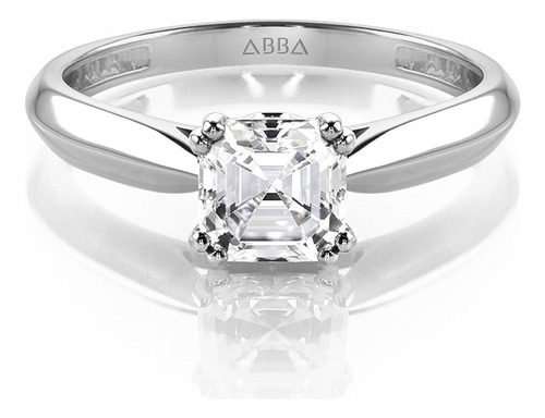 Anillo De Compromiso Moissanita Oro 14k Asscher Abba Joyas