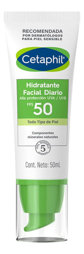 Cetaphil Hidratante Facial Diario Fps 50 X 50ml Momento de aplicación Día Tipo de piel Todo tipo de piel