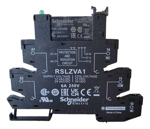 Relé Interface 6a, 1naf 24v Base Paraf. Schneider Rsl1pvbu