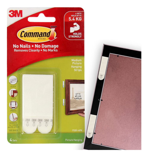 Tiras Para Colgar Cuadros Command, Mediana, -4pk