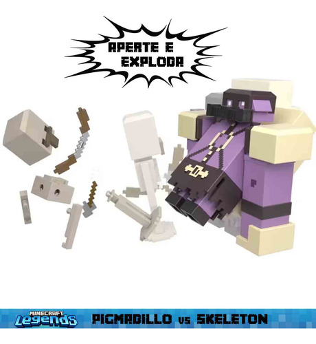 Minecraft Bonecos Pigmadillo Vs Esqueleto Legends - Mattel