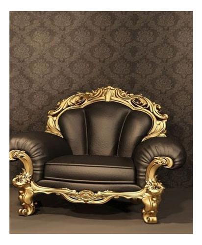 Sillon De Piel Elegante De Lujo Dorado Y Negro