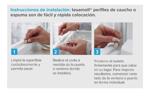 Imagen 5 de 8 de Burlete Adhes Tesa Moll D-profile- Blanco 6m. Stop Chiflete