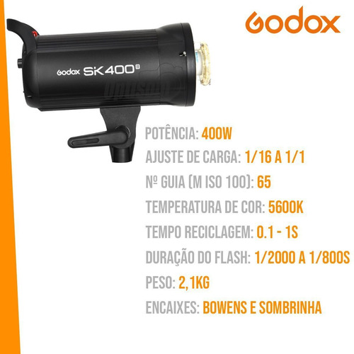 Flash Godox Sk400 Ii Sombrinha + Rádio Godox X2 Para Canon
