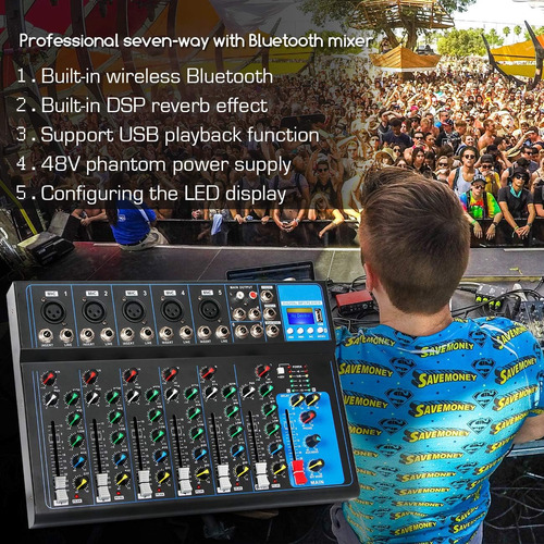 Mezclador De Audio Portatil Bluetooth Depusheng Ht7 Con Usb