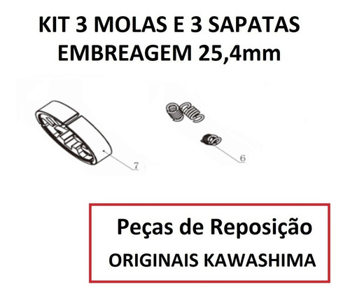 Kit 3 Molas E 3 Sapatas Embreagem Kawashima 1 Polegada 25mm