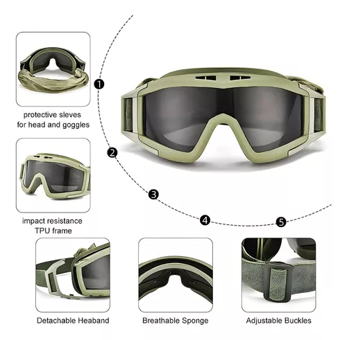 Gafas airsoft tacticas protectoras con 3 lentes tipo Locust con funda  (NEGRO) : : Deportes y aire libre