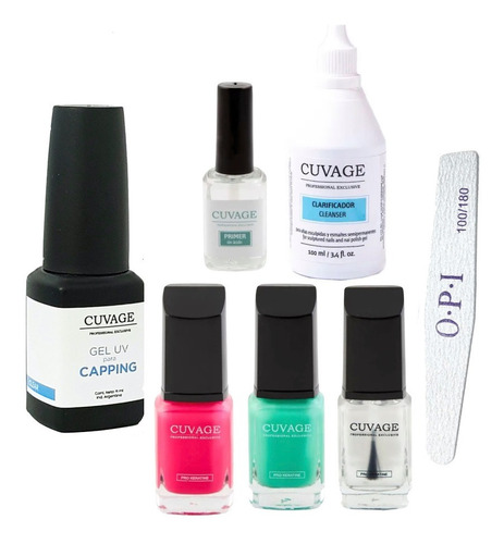 Kit Kapping Uñas Gel Uv Led + Esmalte Tradicional Cuvage 