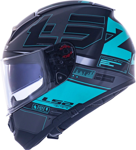 Capacete Ls2 Vector Ff397 Frequency Preto Azul Fosco