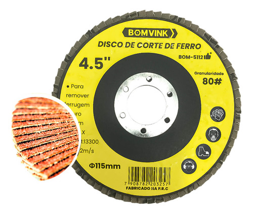 Kit 10 Discos Lixadeira Grão 80 4,5 Polegadas Profissional