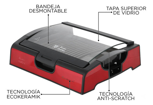 Parrilla Electrica Antiadherente Ecokeramik Ursus Trotter Rojo