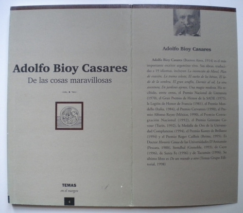 Bioy Casares Adolfo / De Las Cosas Maravillosas / 1era Edic