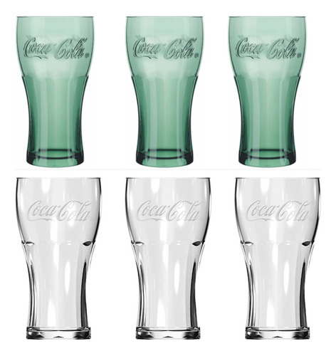 Kit Com 6 Copos Contour Coca-cola 470ml - Transparente/verde